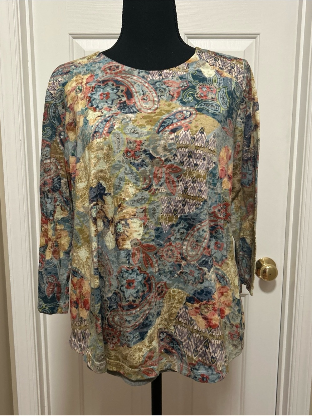 Coldwater Creek Women's Multicolor 3/4 Sleeve Top Size L Round Neckline